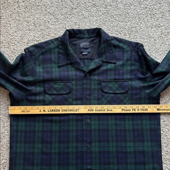 Pendleton Original Board Shirt Authentic Black Watch Tartan Wool Loop Collar XL - Picture 8 of 12